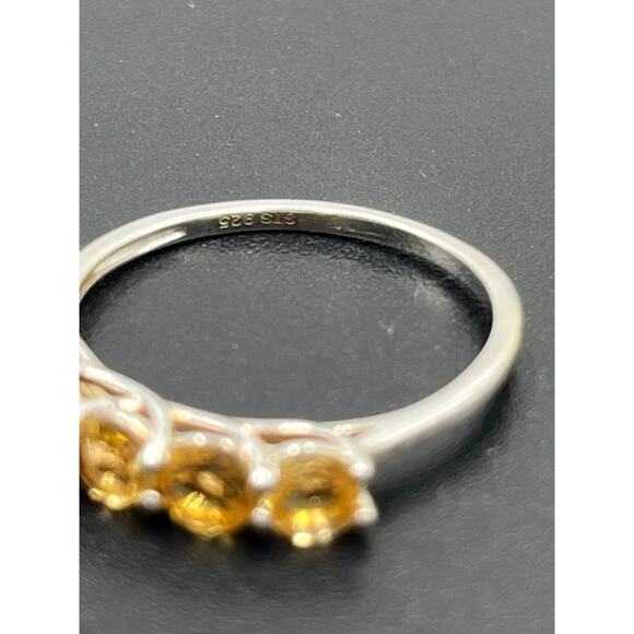 Chuck Clemency STS 925 Signed Citrine Five Stone Sterling Silver Ring Size 9.5 - Picture 7 of 9
